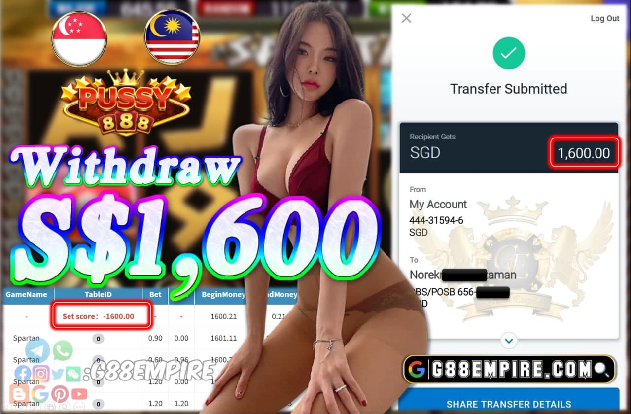 PUSSY888 - SPARTAN WITHDRAW $1,600 !!