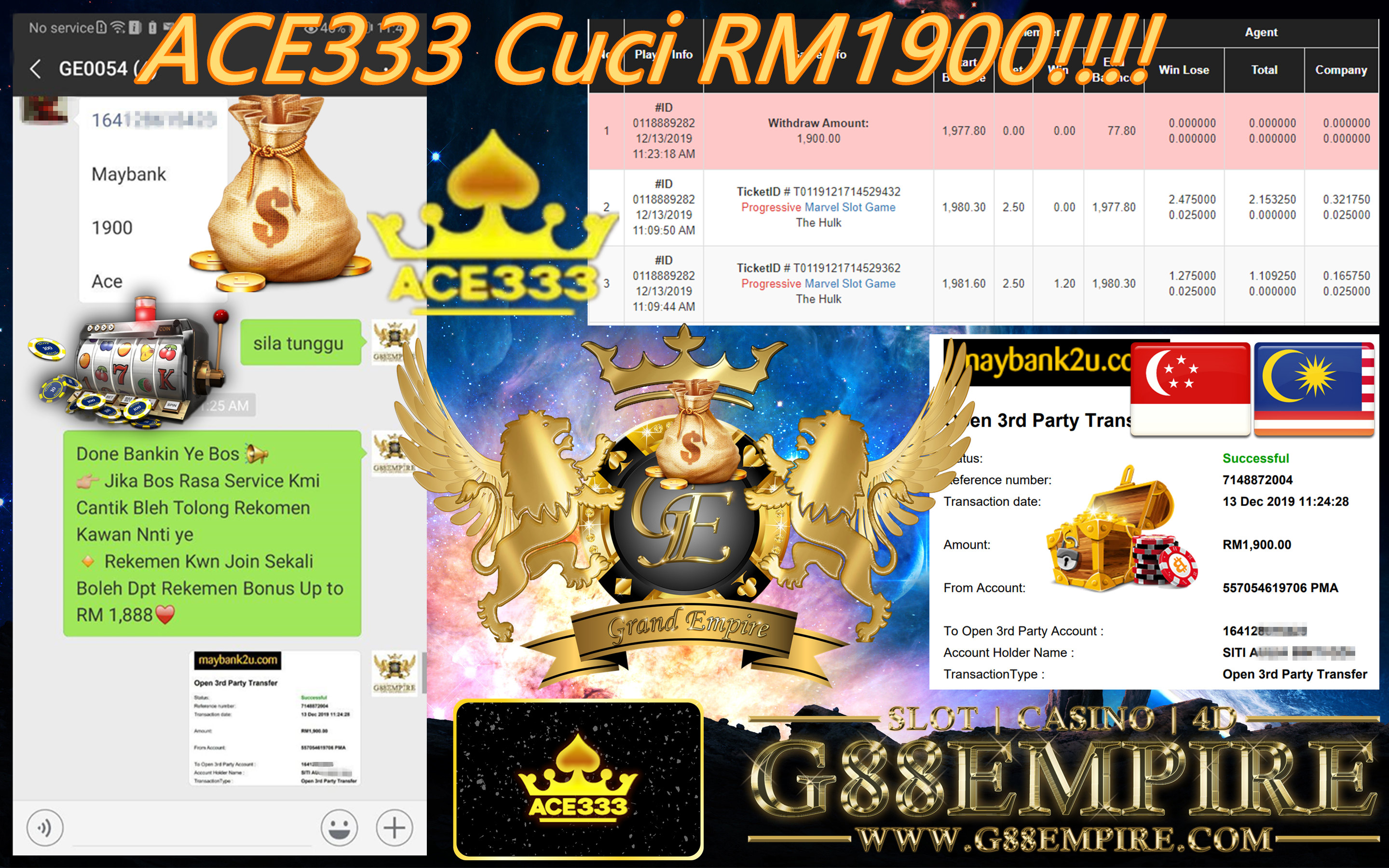 MEMBER MAIN ACE333 CUCI RM1,900!!!