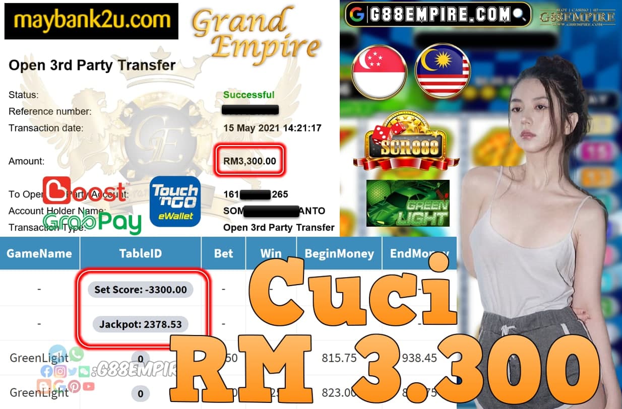 SCR888-GREENLIGHT CUCI RM3,300!!!