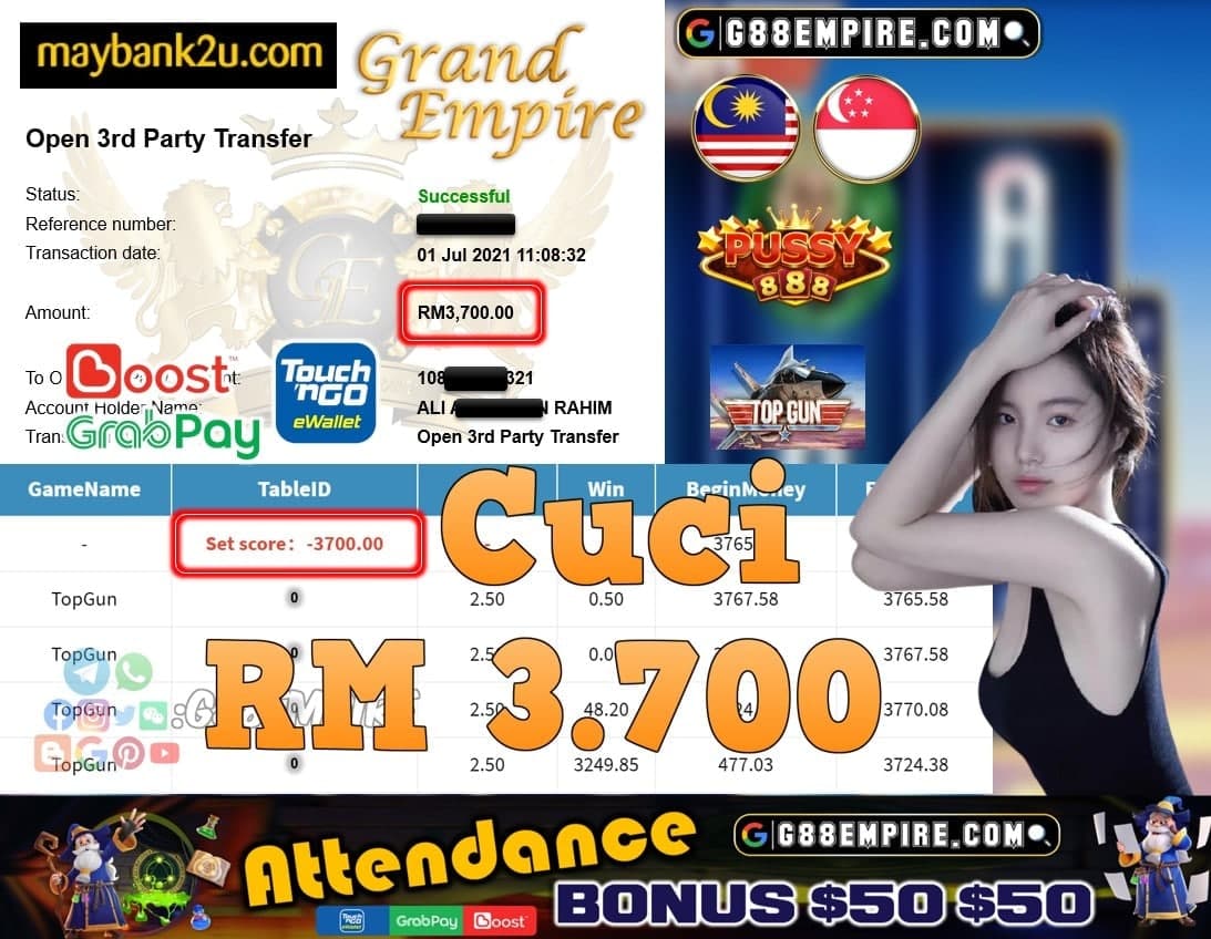 PUSSY888 - TOPGUN CUCI RM3,700!!!
