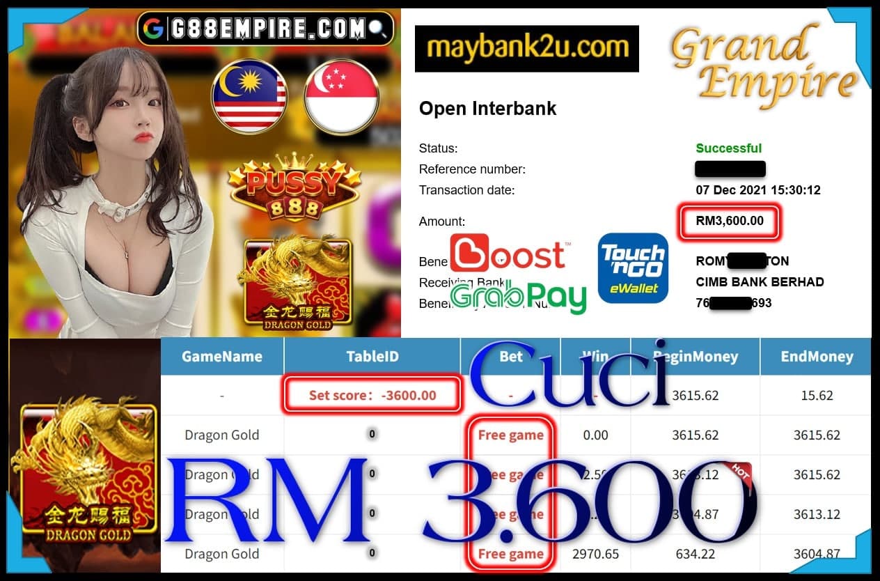 PUSSY888 - DRAGONGOLD CUCI RM3,600 !!!