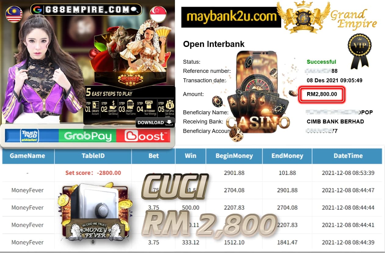 PUSSY888 - MONEYFEVER CUCI RM2,800 !!!