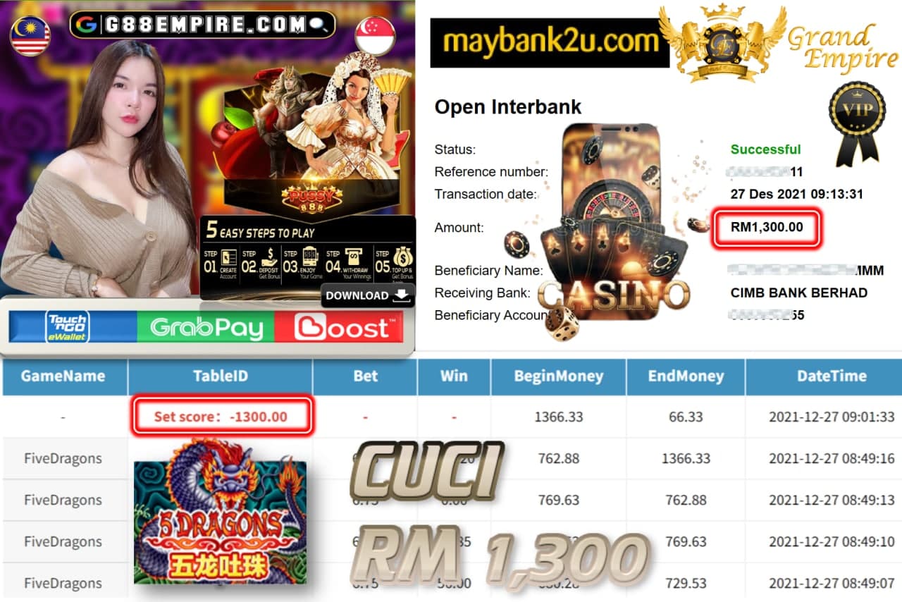 PUSSY888 - FIVEDRAGONS CUCI RM1.300 !!!