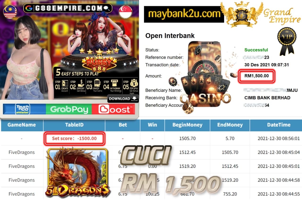 PUSSY888 - FIVEDRAGONS CUCI RM1,500 !!!