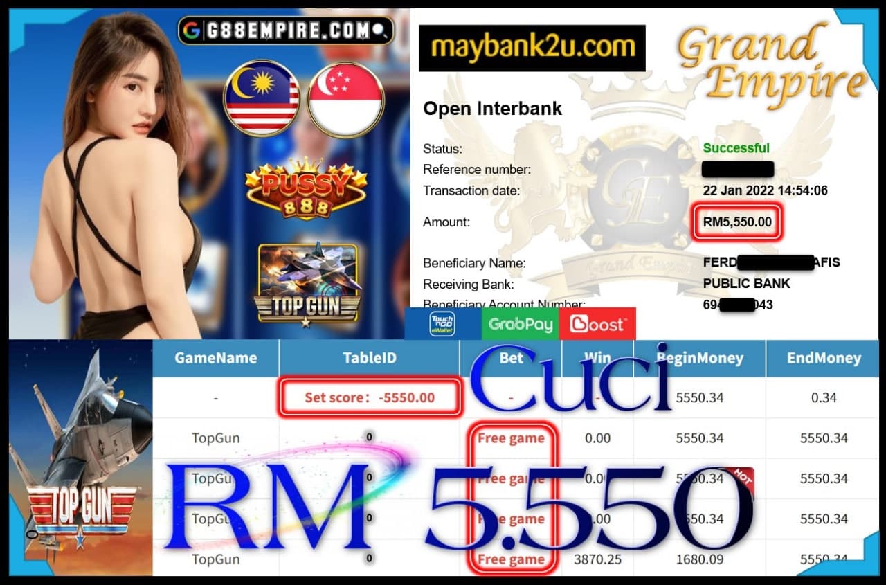 PUSSY888 - TOPGUN CUCI RM5,550 !!!